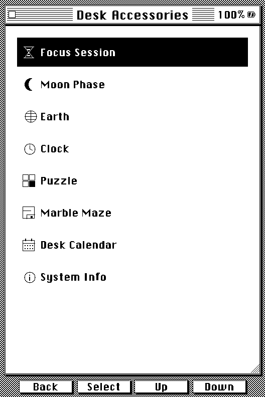 Desk Accessories menu